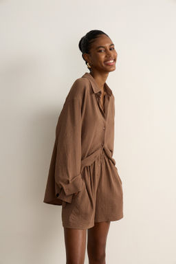 Рубашка оверсайз из жатого хлопка - Mollis фото 3