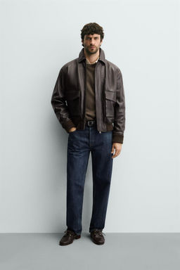 RELAXED FIT LEATHER JACKET - Zara фото 9