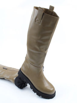 02-E39B-53JN GREEN Сапоги демисезонные женские (натуральная кожа)