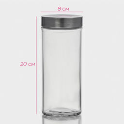 Банка для сыпучих Доляна «Премиум», 700 мл, 20×8 см, с металлической крышкой, стекло, прозрачная