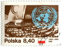 Марка 35 лет ООН 1980 год Польша