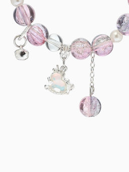 Браслет с подвесками «Сахарный» лошадка, шар №10/8, d=6 см, фиолетово-розовый в серебре