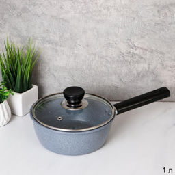 Ковш 1 л с крышкой, ручка бакелит / RSD-60/R-210 /уп 24/ антипригарное/ 0,33/ 17(16)х6,5/ Гранит