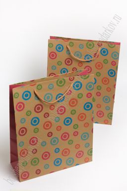 Пакет крафтовый с рисунком "Горошек" 26*32*10 см (12 шт) SF-7171, №1