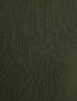 Базовый трикотажный свитер приталенного кроя цвета хаки с круглым вырезом - Cacharel фото 6