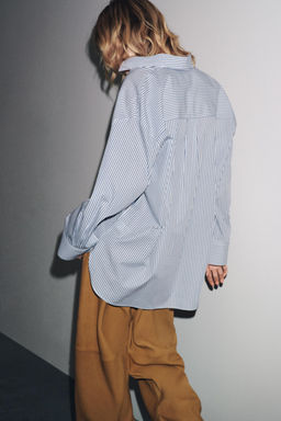 STRIPED POPLIN SHIRT ZW COLLECTION - Zara фото 5