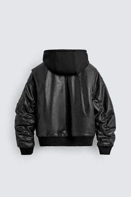 FAUX LEATHER JACKET WITH CONTRAST HOOD - Zara фото 9