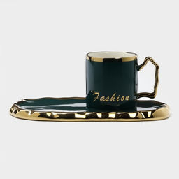 Чайная пара «Роскошь», 3 предмета: кружка 250 мл, блюдце 23.5×13 см, ложка, керамика, зелёная