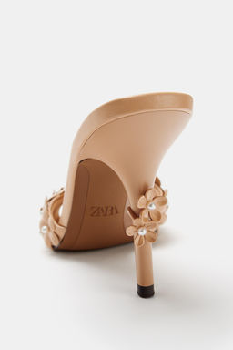 SANDALIA TAC?N APLIQUES FLORES / Beige - Zara фото 4
