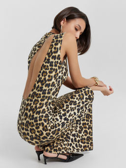 Платье Mark Formelle x Ольга Бузова леопардовое с вырезом на спине