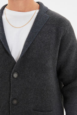 TRENDYOL MAN Antrasit Regular Fit Yunlu Yaka Triko H?rka TMNAW22HI0140 - Trendyolmilla фото 12