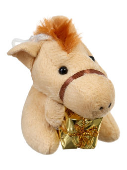 Цена за 2 шт. Мягкая игрушка "Лошадка с подарком", 7 см МИКС