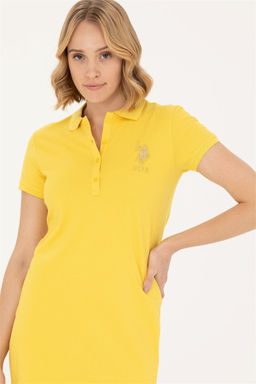 Женское желтое трикотажное платье - U.s. polo assn фото 4