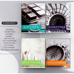 Набор предметных тетрадей 48 листов, Calligrata «Чёрное-белое», 10 предметов, серые листы