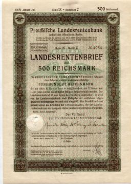 Облигация 4,5% 500 рейхсмарок 1937 года Германия