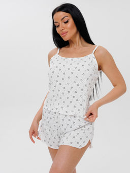 732 ПИЖАМА ЖЕНСКАЯ (Черные мелкие сердечки) - А-дина фото 3