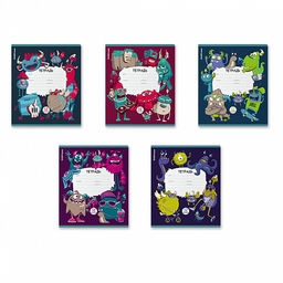 Цена за 10 шт. Тетрадь школьная ученическая ErichKrause Monsters, 12 листов, линейка (в плёнке по 10 шт.)_MIX-PACK фото 2