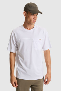 Erkek Beyaz Comfort Fit Bisiklet Yaka Ti__rt