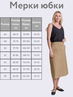 Льняная юбка с резинками по бокам Лен-40% Вискоза-30% ПЭ-30%