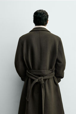 DOUBLE-BREASTED WOOL COAT WITH BELT - Zara фото 3