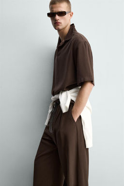 CAMISA POLO FLUIDO RELAXED FIT / Negro - Zara фото 6