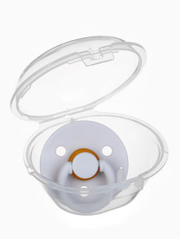 Соска-пустышка, от 0 мес., латекс, классическая, в контейнере, серый, M&B