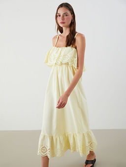 Ajurlu Ask?l? Belden Oturtmal? Poplin Elbise