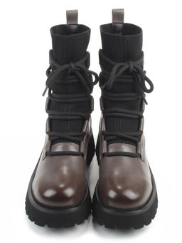 01-XKL21-196R GRAY/BROWN Ботинки демисезонные женские (натуральная кожа, байка)