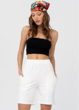 Шорты из хлопкового футера с высокой посадкой  Футер 2-х нитка - Solo mio фото 9