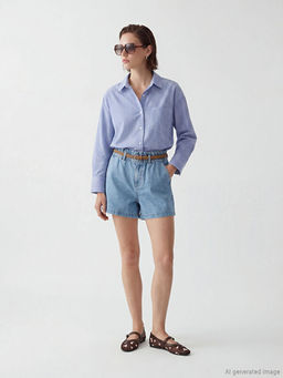 ?izgili Oversize Oxford Kad?n G?mlek