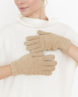 Теплые перчатки из монгольской шерсти бежевые