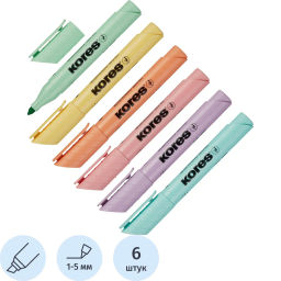 Набор текстовыделителей Kores High Liner Plus пастель 6цв.36060.01  фото 2