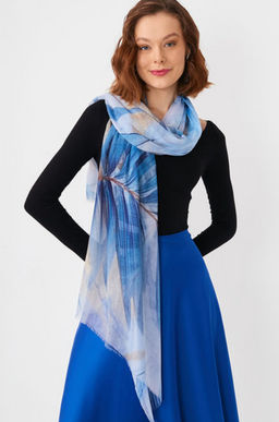 Большой, мягкий, тонкий и очень нежный двусторонний палантин с рисунком в стиле арт-деко