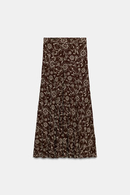 FALDA MIDI BORDADOS / Marr?n / Crudo - Zara фото 5