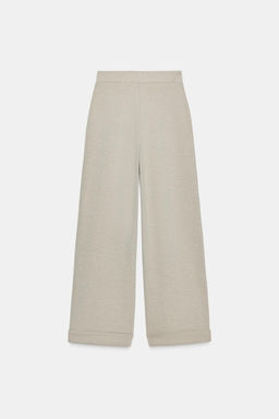 WIDE-LEG TWILL TROUSERS