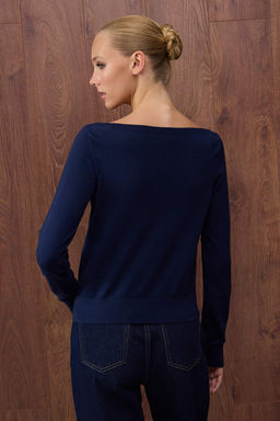 Ozel Koleksiyon Lacivert Premium Iplik/Ozel Iplik Trend Triko Kazak TWOAW26KZ00159 - Trendyolmilla фото 4