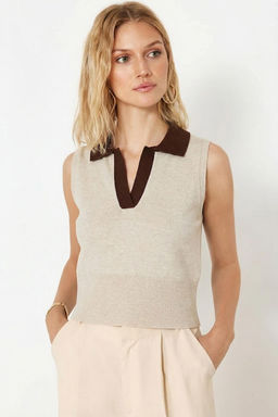 Tas Polo Yaka T-Shirt Gorunumlu Bluz TWOSS24BZ00273