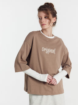 Футболка женская бежевая с печатью мокко +печать 112742 - Mark formelle фото 2