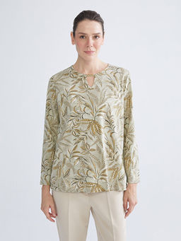 Bisiklet Yaka ?i?ekli Bluz