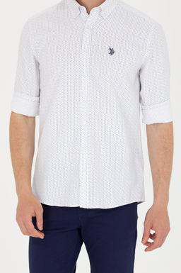 U. S. Polo Assn Мужская темно-синяя белая рубашка с принтом - U.s. polo assn фото 6