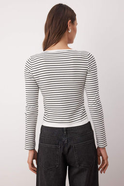 Antrasit Duz Cift Gorunumlu Fitted/Vucuda Oturan Uzun Kollu Esnek Orme Bluz TWOAW26BZ00133 - Trendyolmilla фото 8