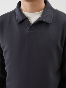 Polo Yaka Uzun Kollu Erkek Sweatshirt