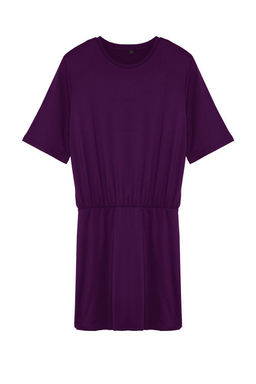 Mor Duz Yumusak Kumasl? Fitted/Vucuda Oturan K?sa Kollu Esnek Orme Elbise TWOSS24EL00756