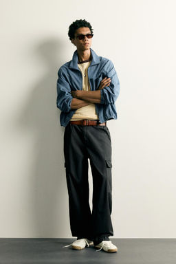 CAMISA RELAXED FIT CUADROS CREMALLERA / Azul