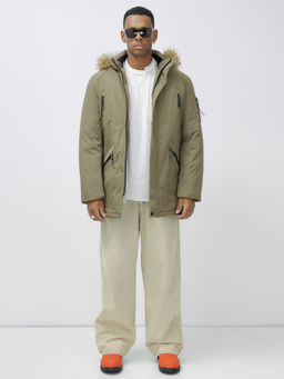 Парка мужская зимняя удлиненная с мехом бежевого цвета 606_1B - Wonderrman фото 2