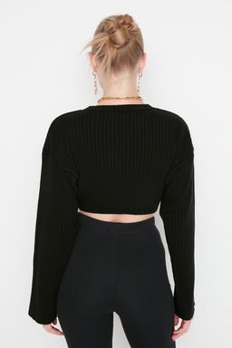 Siyah Super Crop Basic Triko Kazak TWOAW23KZ01068 - Trendyolmilla фото 5