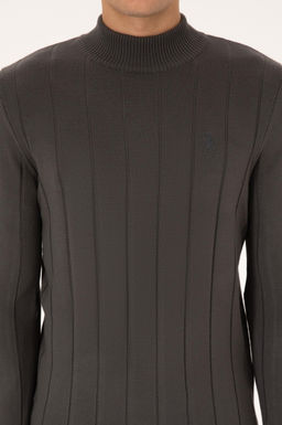 Erkek Slim Fit Yar_m Bal_k__ Yaka Gri Kazak - U.s. polo assn фото 6