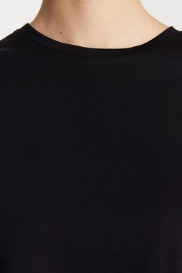 Siyah-Beyaz 2li Paket %100 Pamuk Crop Bisiklet Yaka Orme T-Shirt TWOSS20TS1480