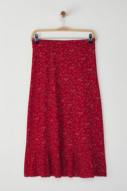 TRENDYOLMILLA K?rm?z? Bask?l? Buzgu Detayl? ve Volanl? Yuksek Bel Esnek Etek TWOSS21ET0029 фото 51