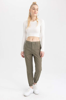 Брюки Jogger стандартной посадки из габардина длиной до щиколотки, 100% хлопок - Defacto фото 2